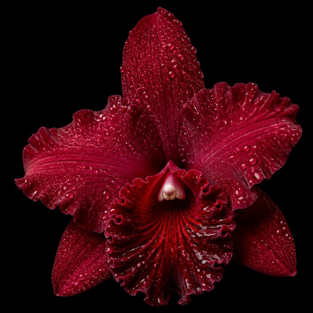 Deep red Cattleya orchid